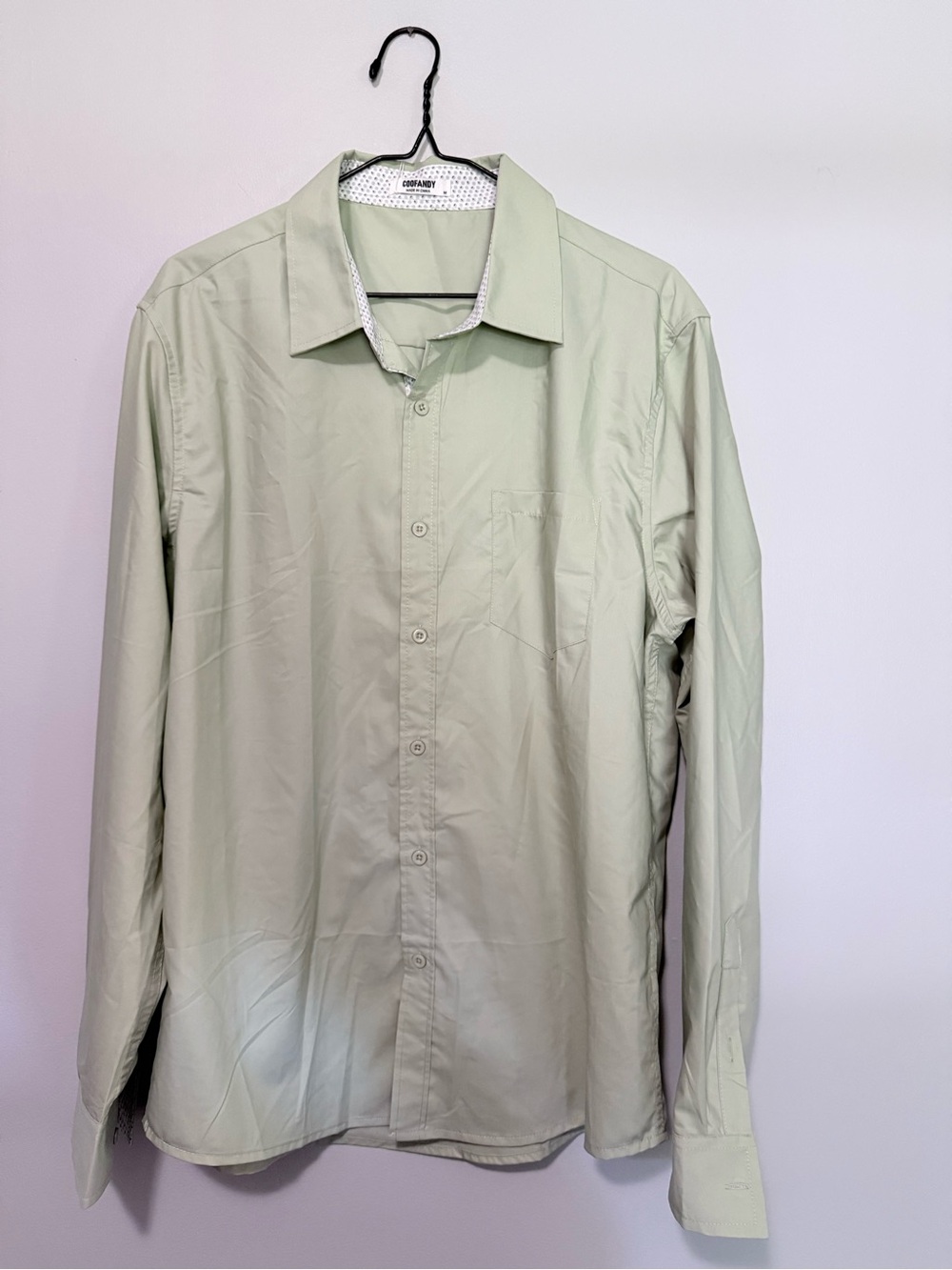 Coofandy NWT Size M Men's Light Green Long-Sleeve Dress Shirt